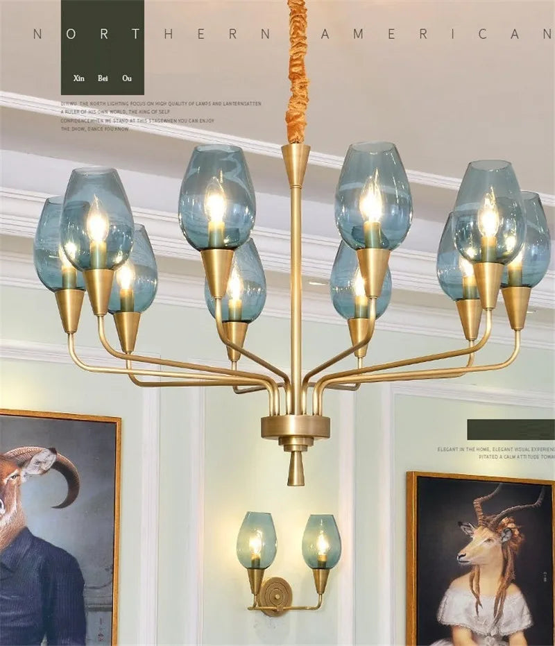 Modern art deco chandelier Living Room lustre vintage High Quality Hotel Guest Room Bedroom Glass Lamp chandelier gold