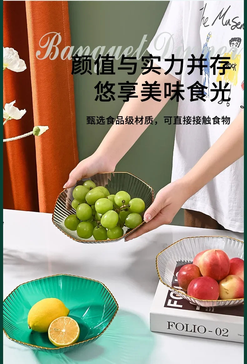 1PCS Table Plates for Serving Plates Dinnerware PET Partitioned Dish Snack Candy Cake Stand Bowl Food Fruit Plates Set Tableware