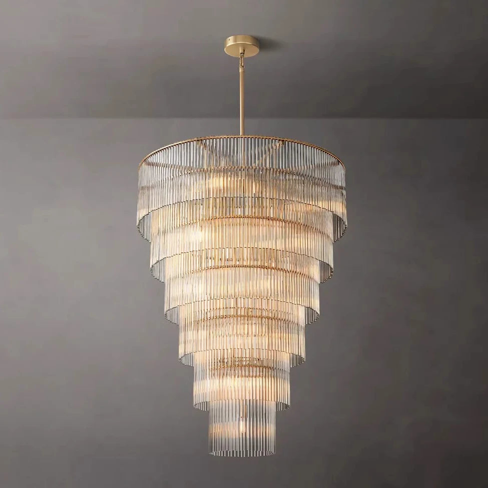 Art deco style Nordic chandelier featuring full brass and glass shade for dining room luxury creative hanging ceiling lamp