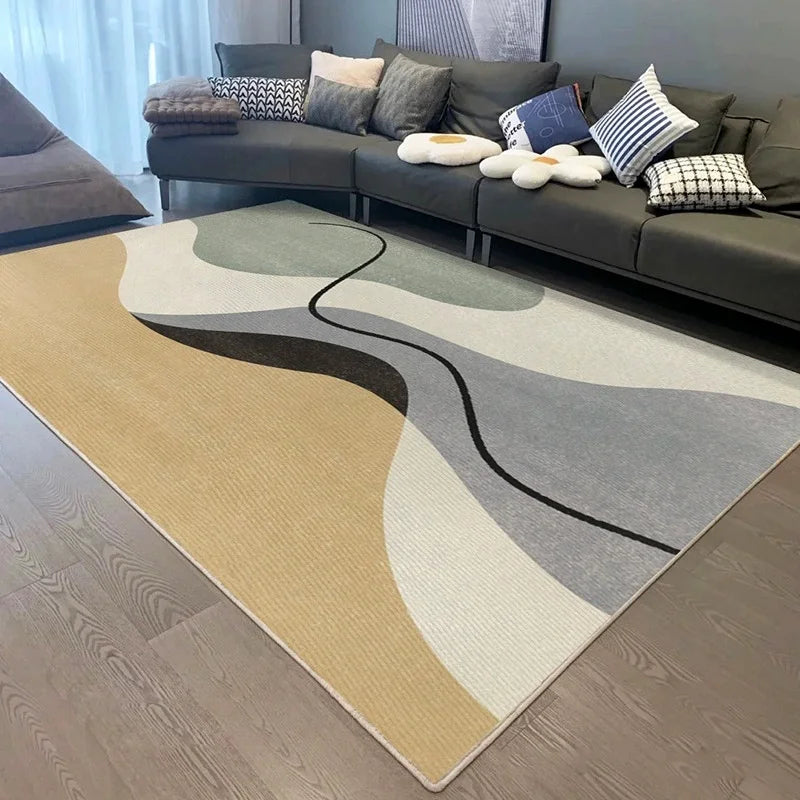 Ins Wind Geometric Rug Living Room Bedroom Non Slip Wear Resistant Nordic Minimalist Style Large Rug Home Decor