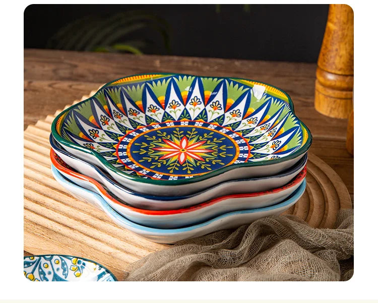 Ceramic Plates Vegetable Fruit Salad Good-looking Plate Breakfast Plates Exquisite Plum blossom Dinner Plate Western Pasta Plate
