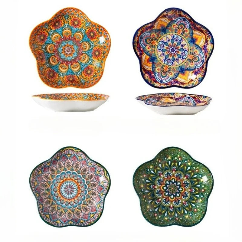 Ceramic Plates Vegetable Fruit Salad Good-looking Plate Breakfast Plates Exquisite Plum blossom Dinner Plate Western Pasta Plate