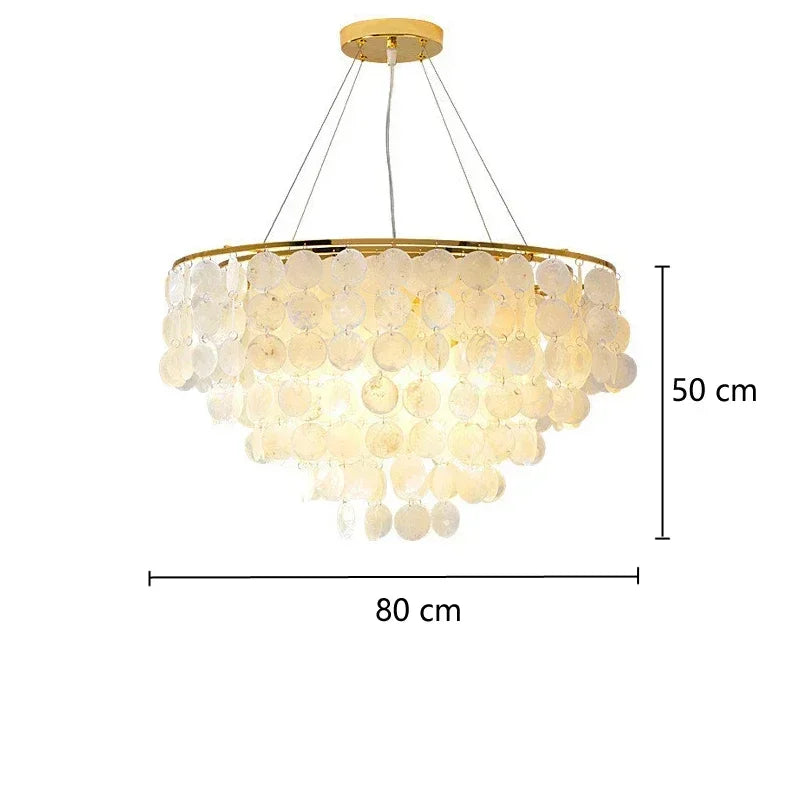 Shell Chandelier Bedroom Lighting Modern Hanging Chandelier With Gold Color For Living Room Dining Room Nordic Pendant Lights