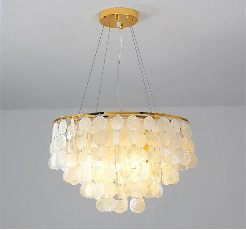 Shell Chandelier Bedroom Lighting Modern Hanging Chandelier With Gold Color For Living Room Dining Room Nordic Pendant Lights