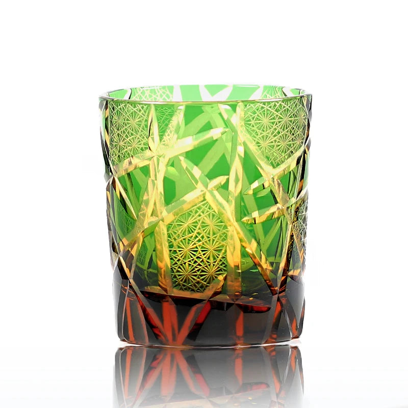 Edo Kiriko Drinking Glass Old Fashioned Crystal Whisky Cup For Scotch Bourbon Hand Cut Design Cocktail Glass With Gift Box 1PC