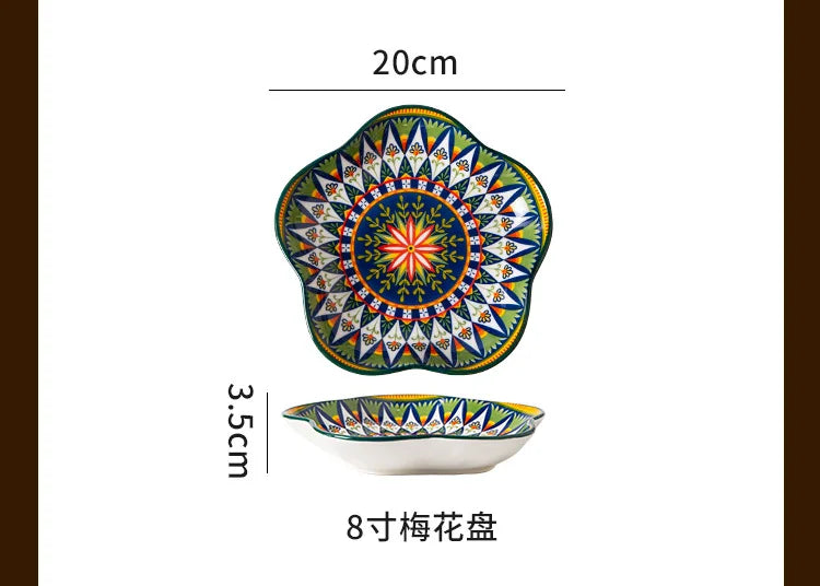 Ceramic Plates Vegetable Fruit Salad Good-looking Plate Breakfast Plates Exquisite Plum blossom Dinner Plate Western Pasta Plate