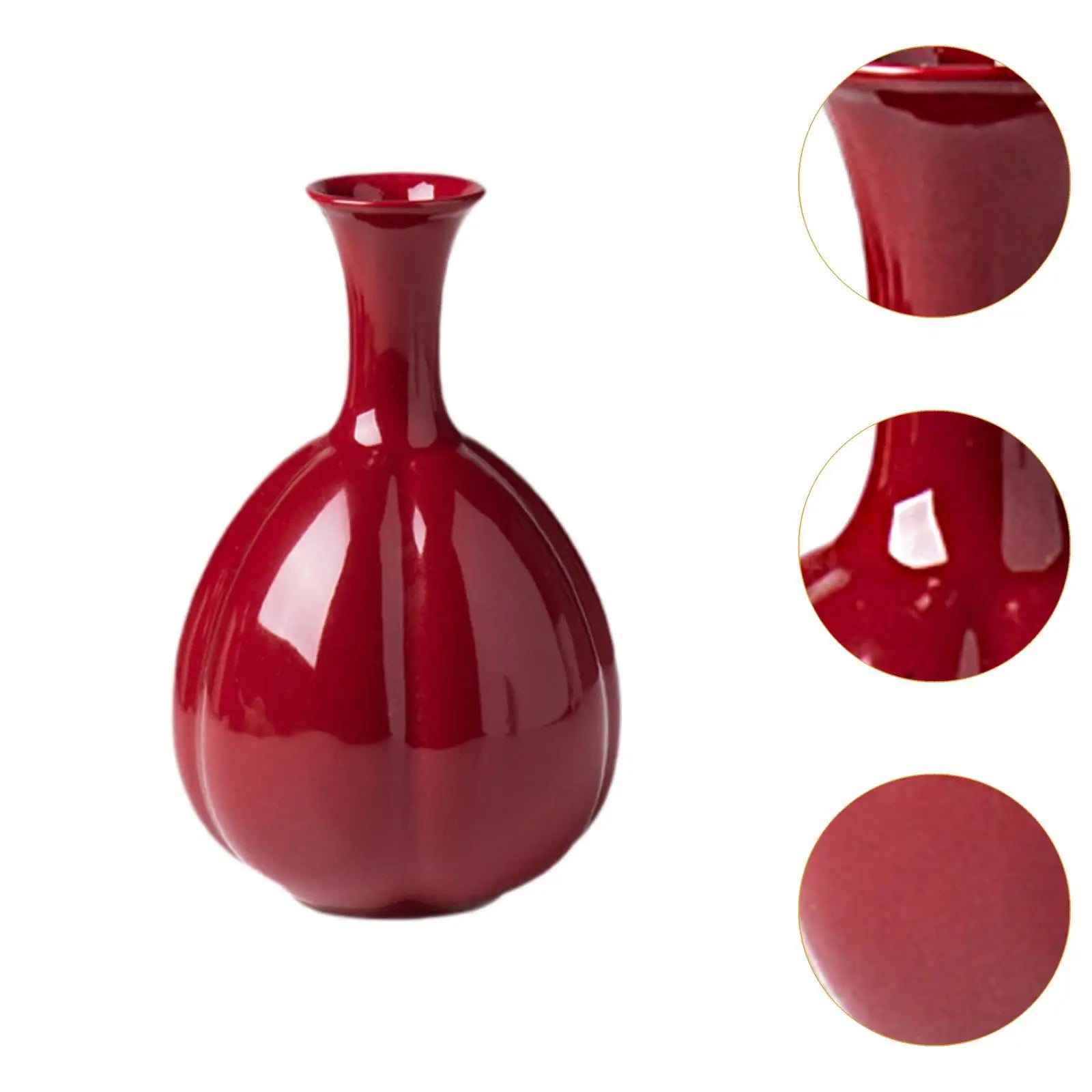 Ceramic Red Vase Modern Rustic Flower Vases Decorative Vases for Dining Room Bookcase Kitchen Home Office Decoration Entrance