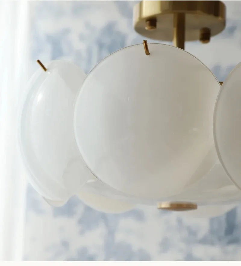 French Cream Style Chandelier Modern White Glass Ceiling Chandelier Living Room Bedroom Kitchen Luxury Dining Room Hanging Lamp