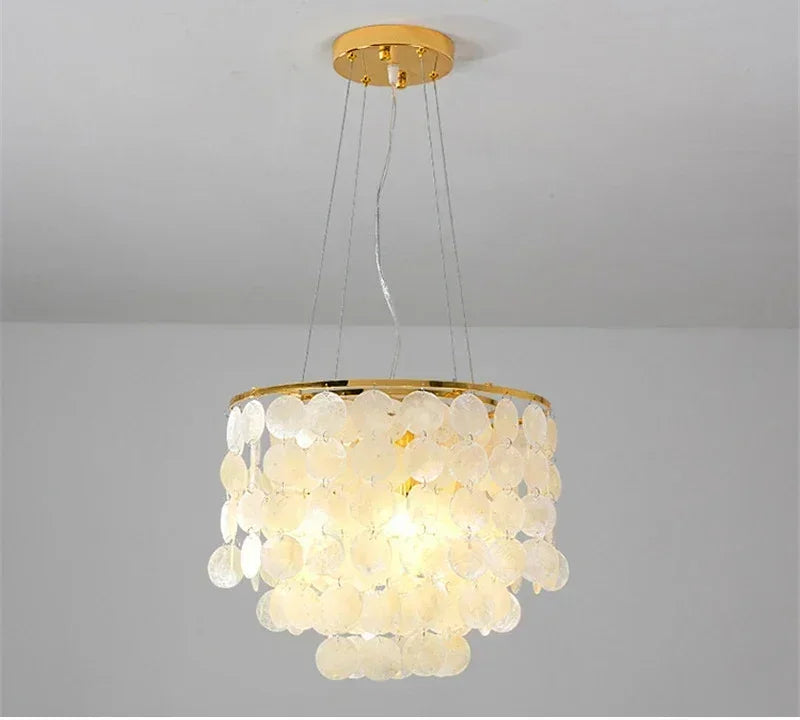 Shell Chandelier Bedroom Lighting Modern Hanging Chandelier With Gold Color For Living Room Dining Room Nordic Pendant Lights