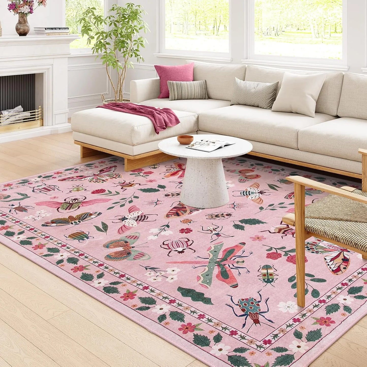 Rug for Living Room Carpet Large Size Bedroom Bedside Floor Mat Green Insect Carpets Tropical Rainforest Home Decoration Rugs