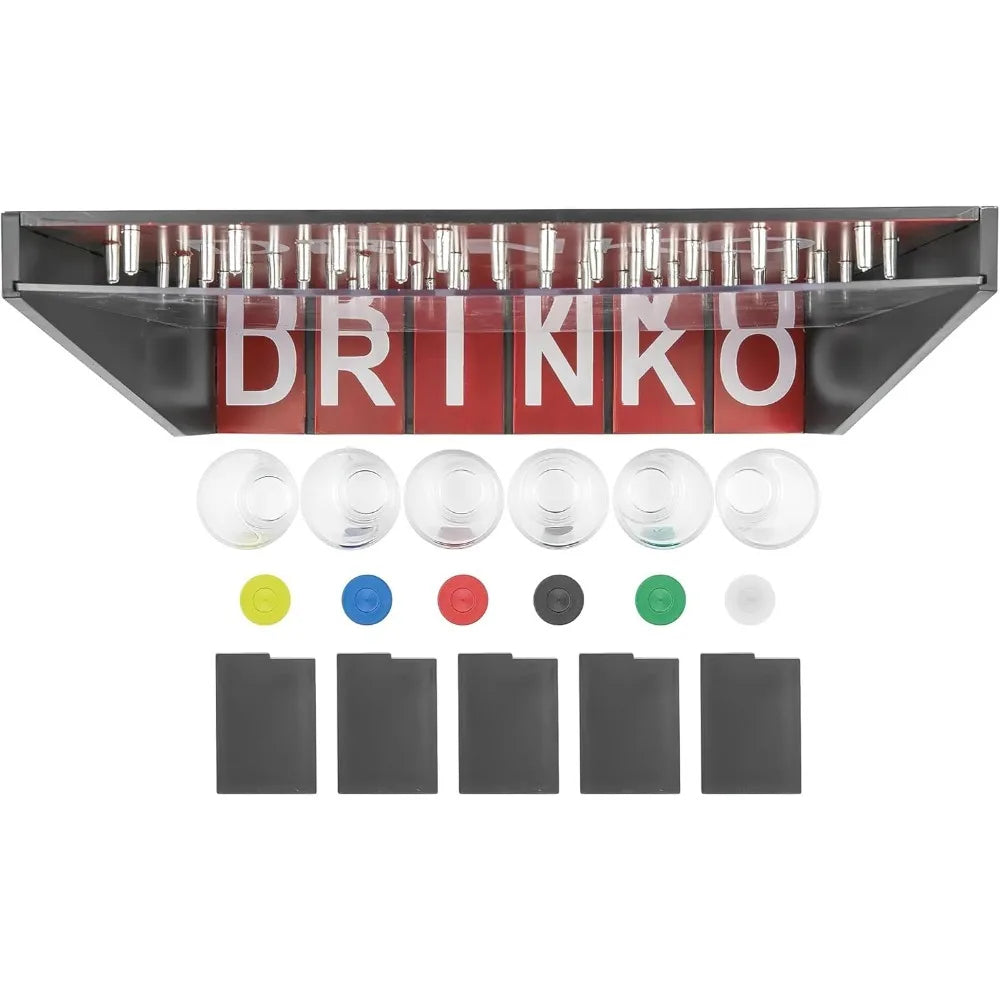 Drinko Drinking Game, Social Shot Glass Party Fun for Groups & Couples - Multicolor, Glass Shots, Durable Board with Metal Pegs