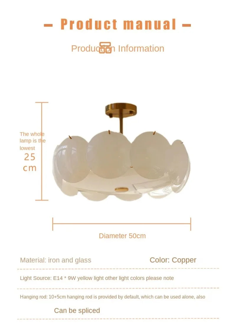 French Cream Style Chandelier Modern White Glass Ceiling Chandelier Living Room Bedroom Kitchen Luxury Dining Room Hanging Lamp