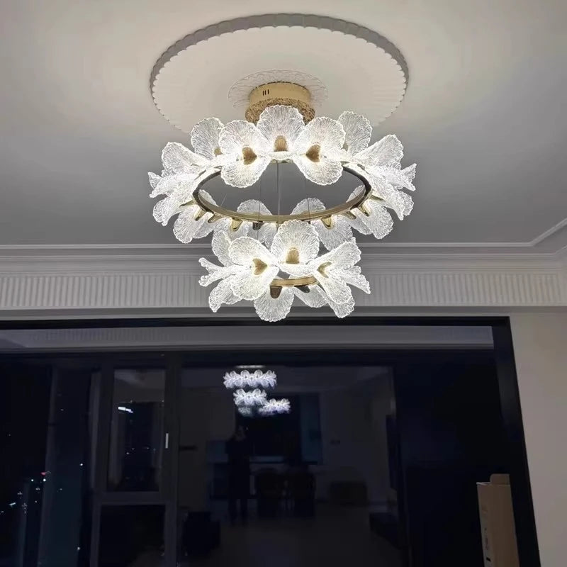 Luxury Ceiling Chandelier French for Home Decoration Living Room Pendant Light Dining Room Bedroom Flower LED Hanging Lamp LED