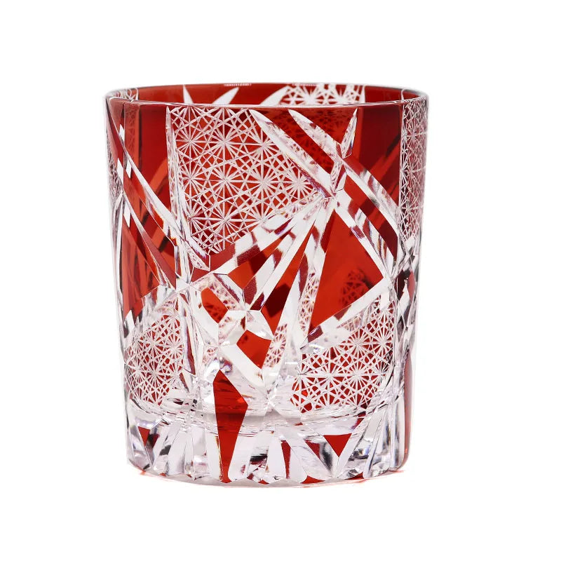Edo Kiriko Drinking Glass Old Fashioned Crystal Whisky Cup For Scotch Bourbon Hand Cut Design Cocktail Glass With Gift Box 1PC