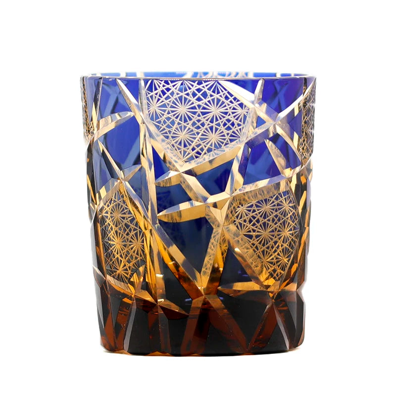 Edo Kiriko Drinking Glass Old Fashioned Crystal Whisky Cup For Scotch Bourbon Hand Cut Design Cocktail Glass With Gift Box 1PC