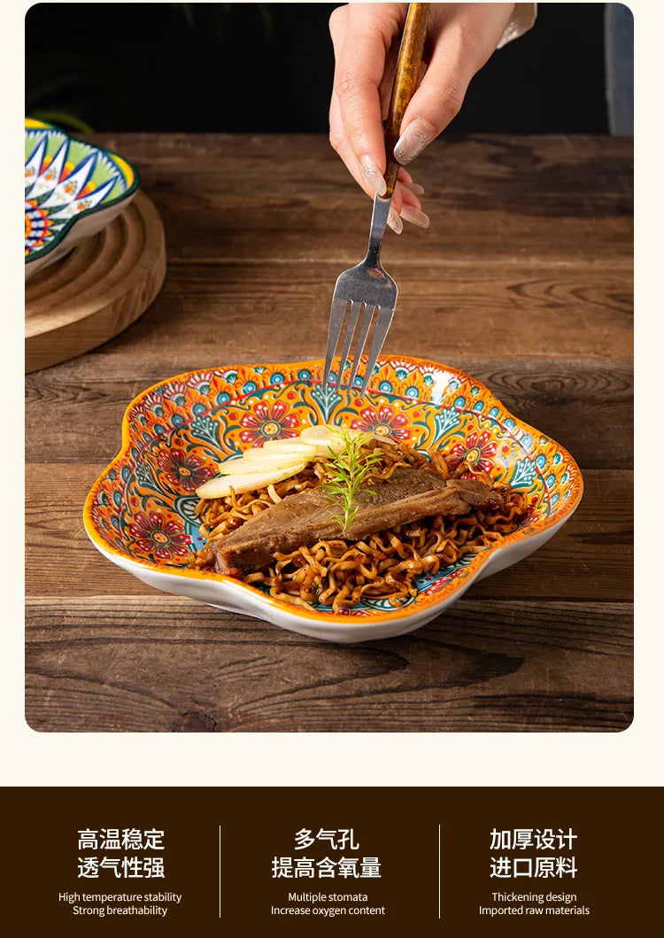 Ceramic Plates Vegetable Fruit Salad Good-looking Plate Breakfast Plates Exquisite Plum blossom Dinner Plate Western Pasta Plate
