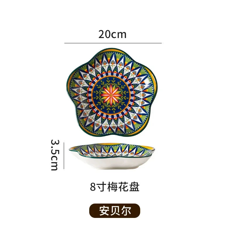 Ceramic Plates Vegetable Fruit Salad Good-looking Plate Breakfast Plates Exquisite Plum blossom Dinner Plate Western Pasta Plate