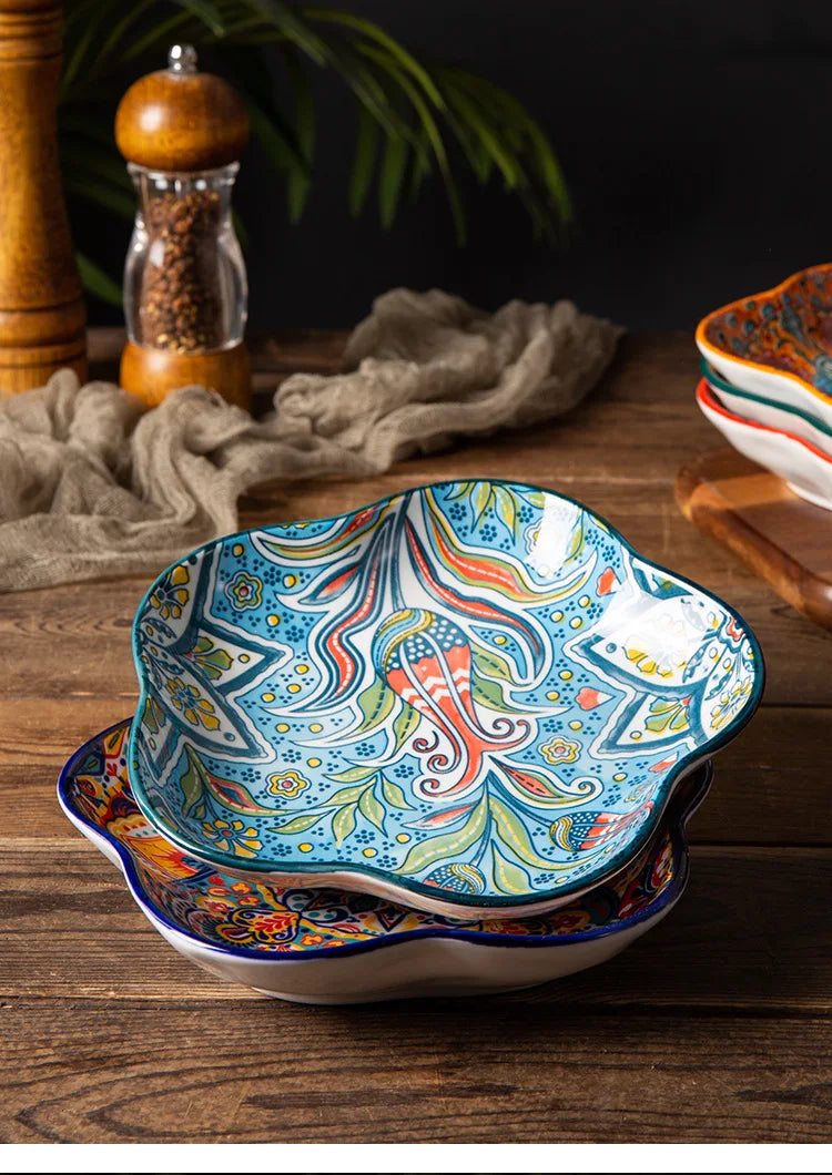 Ceramic Plates Vegetable Fruit Salad Good-looking Plate Breakfast Plates Exquisite Plum blossom Dinner Plate Western Pasta Plate