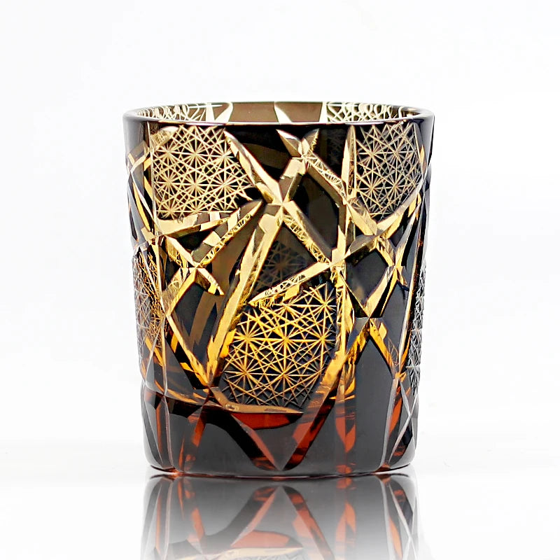 Edo Kiriko Drinking Glass Old Fashioned Crystal Whisky Cup For Scotch Bourbon Hand Cut Design Cocktail Glass With Gift Box 1PC
