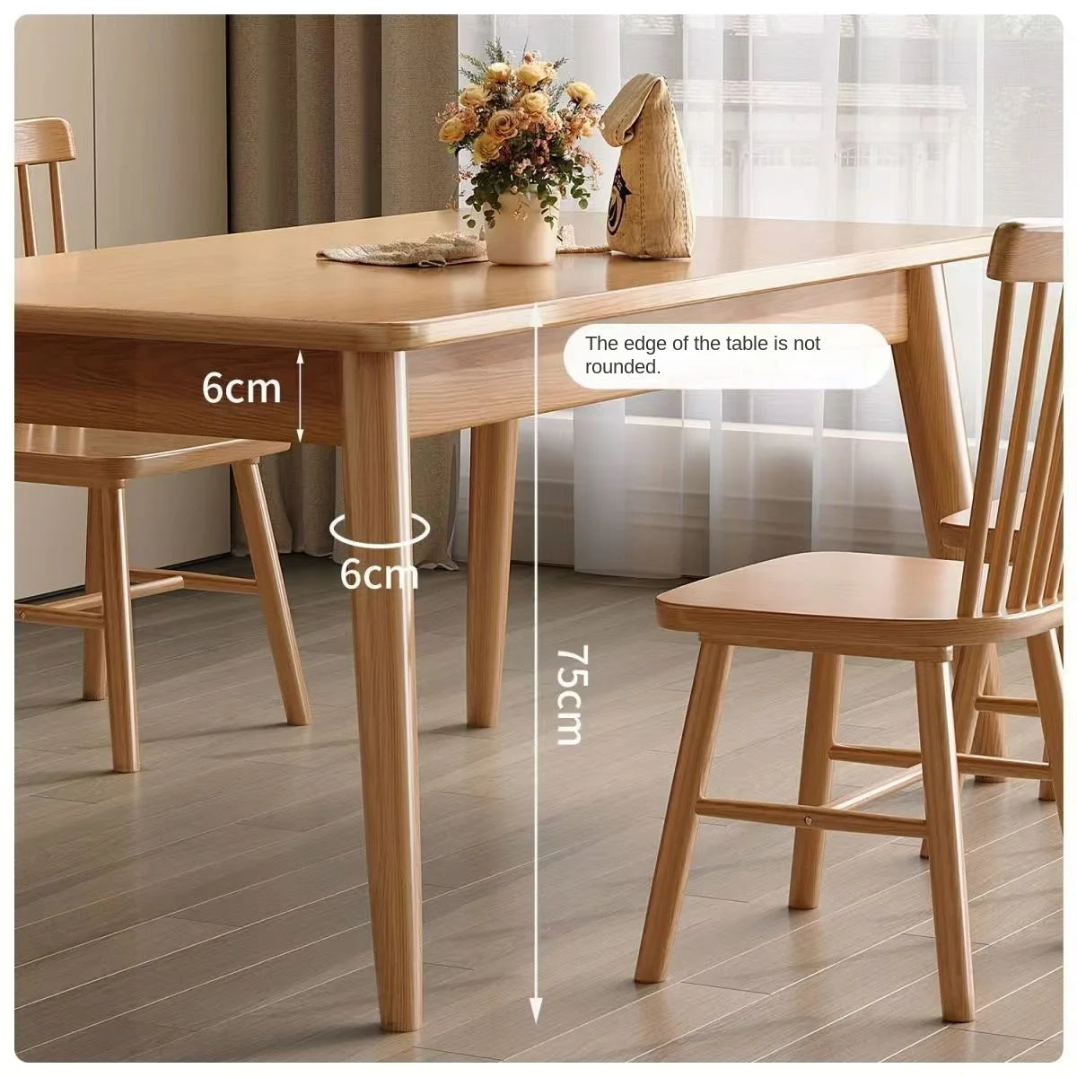 Solid wood dining table modern home rectangular dining table Japanese style dining table small apartment simple