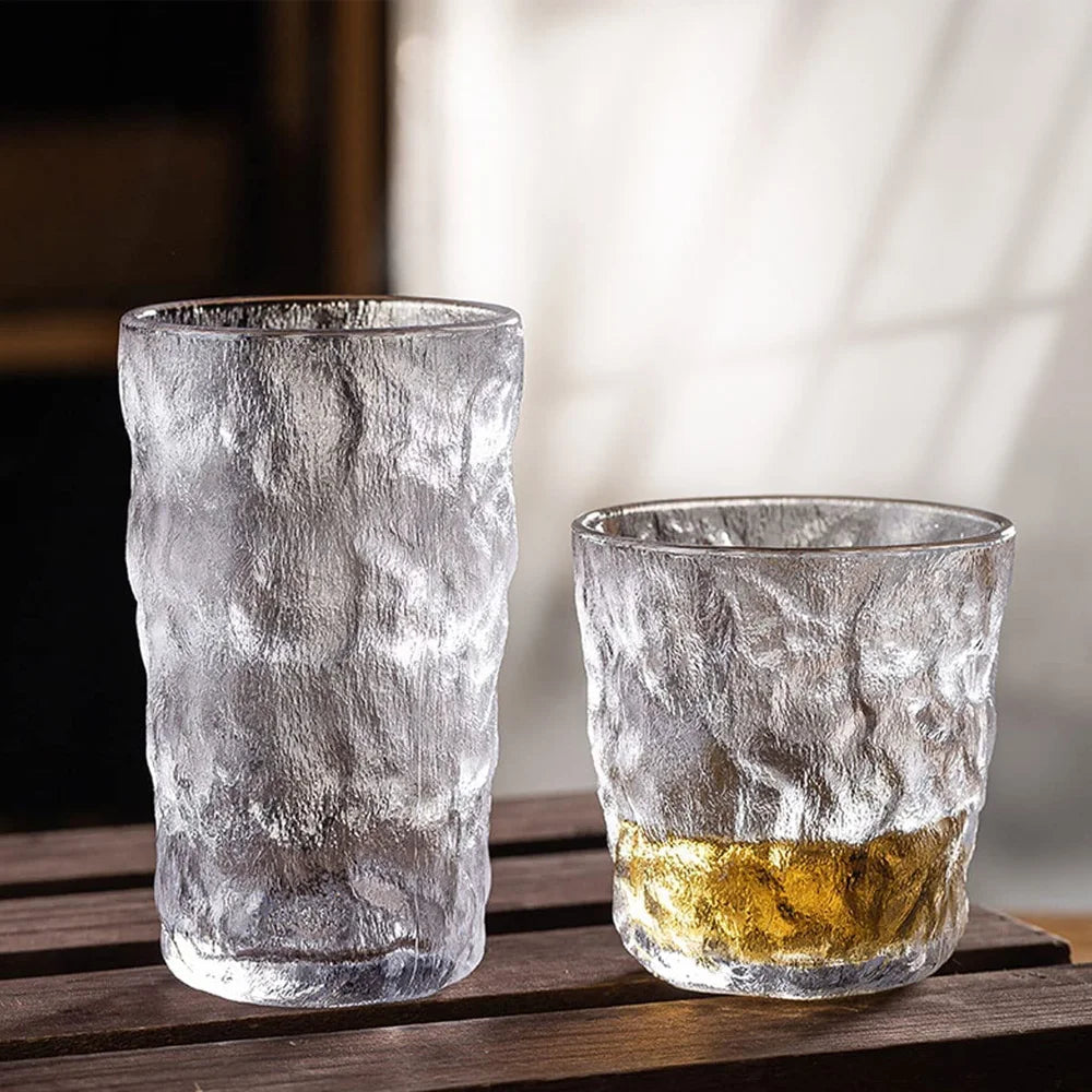 300ml/360ml Glass Cup Frosted Glacier Glass Water Cup Coffee Whiskey Beer Tea Mug Drinks Milk Cup Glass Mugs Handle Drinkware