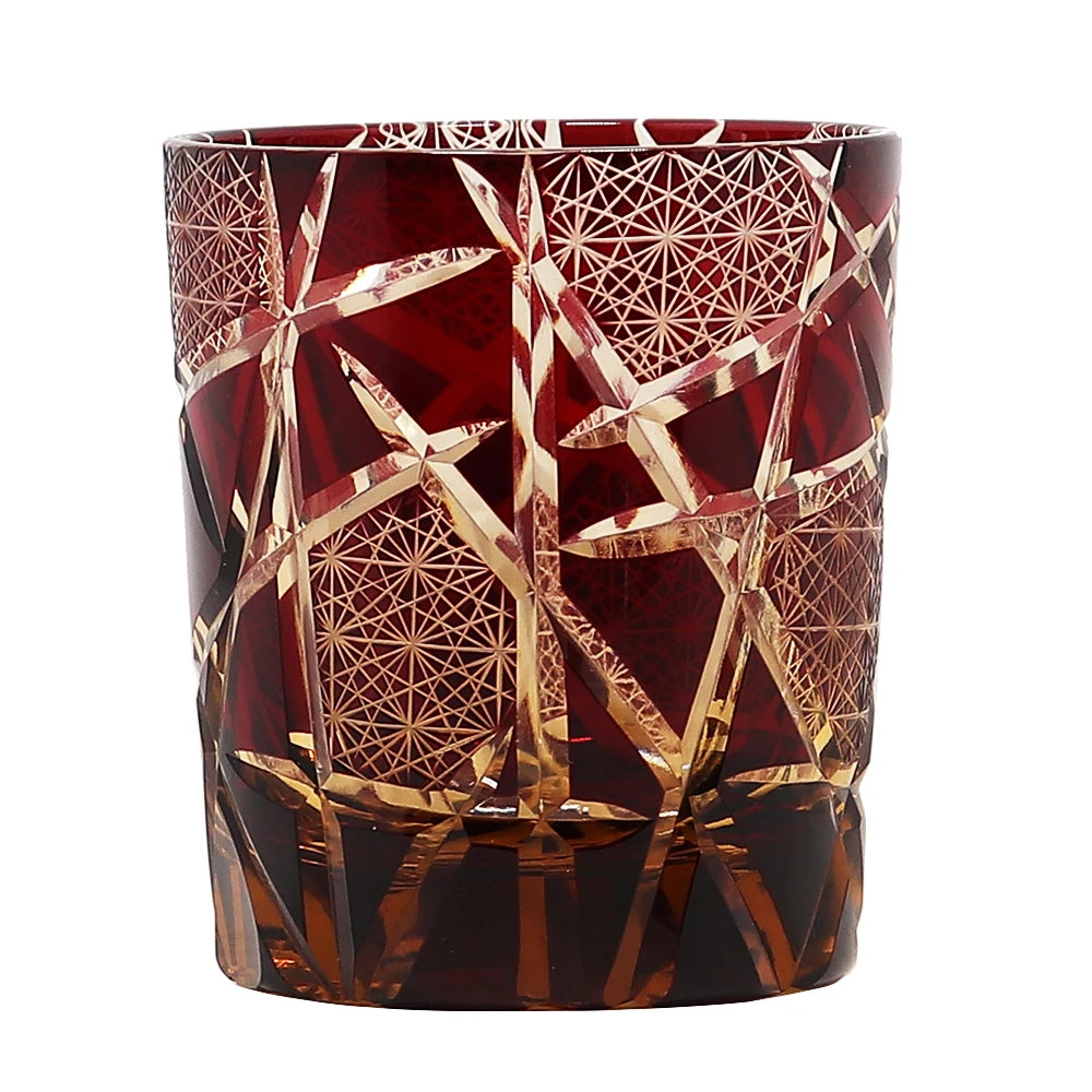 Edo Kiriko Drinking Glass Old Fashioned Crystal Whisky Cup For Scotch Bourbon Hand Cut Design Cocktail Glass With Gift Box 1PC