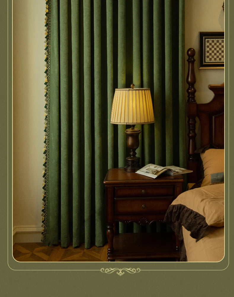 Blackout Curtains Living Room Retro American Chenille Bedroom Window Curtains IG Living Room Modern Elegant Solid Color Curtain
