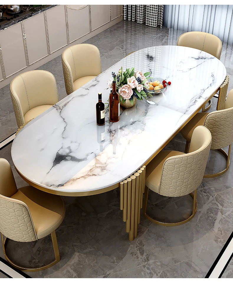 Stainless steel Dining Room Set Home Furniture modern marble dining table