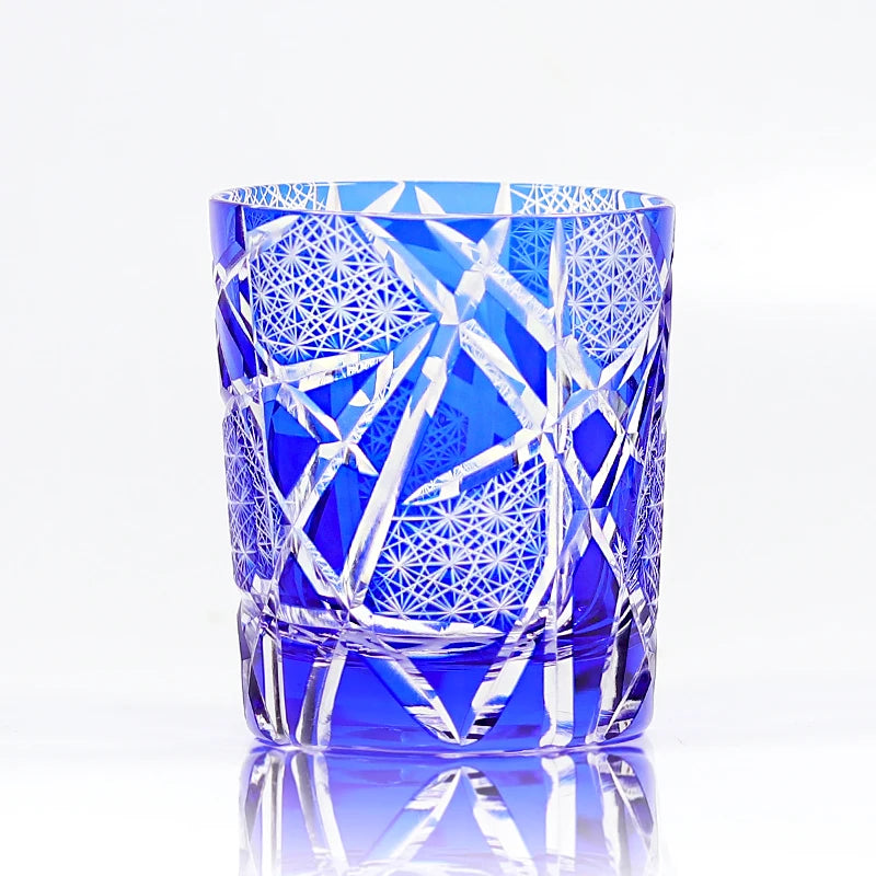Edo Kiriko Drinking Glass Old Fashioned Crystal Whisky Cup For Scotch Bourbon Hand Cut Design Cocktail Glass With Gift Box 1PC
