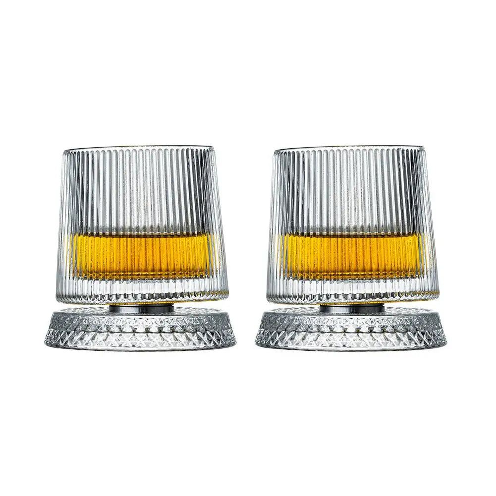 Rotating Whiskey Glass,Fashion Whiskey Glasses, Glassware For Bourbon, Gin, Voldka, Brandy For Cocktail Party Drinking Gift