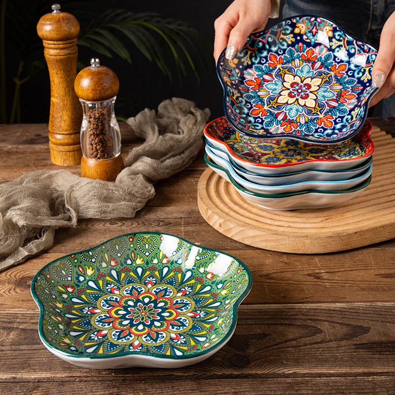 Ceramic Plates Vegetable Fruit Salad Good-looking Plate Breakfast Plates Exquisite Plum blossom Dinner Plate Western Pasta Plate