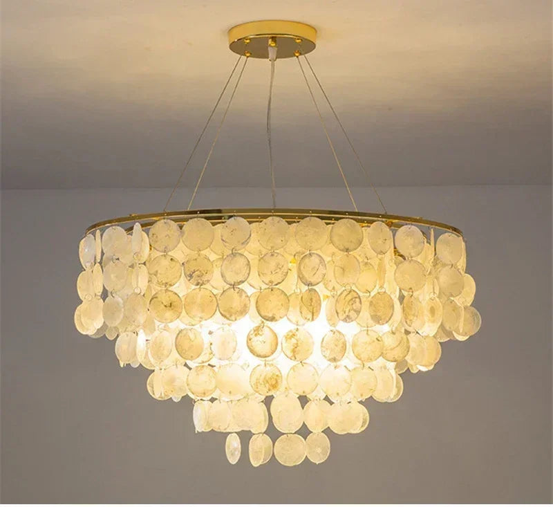 Shell Chandelier Bedroom Lighting Modern Hanging Chandelier With Gold Color For Living Room Dining Room Nordic Pendant Lights