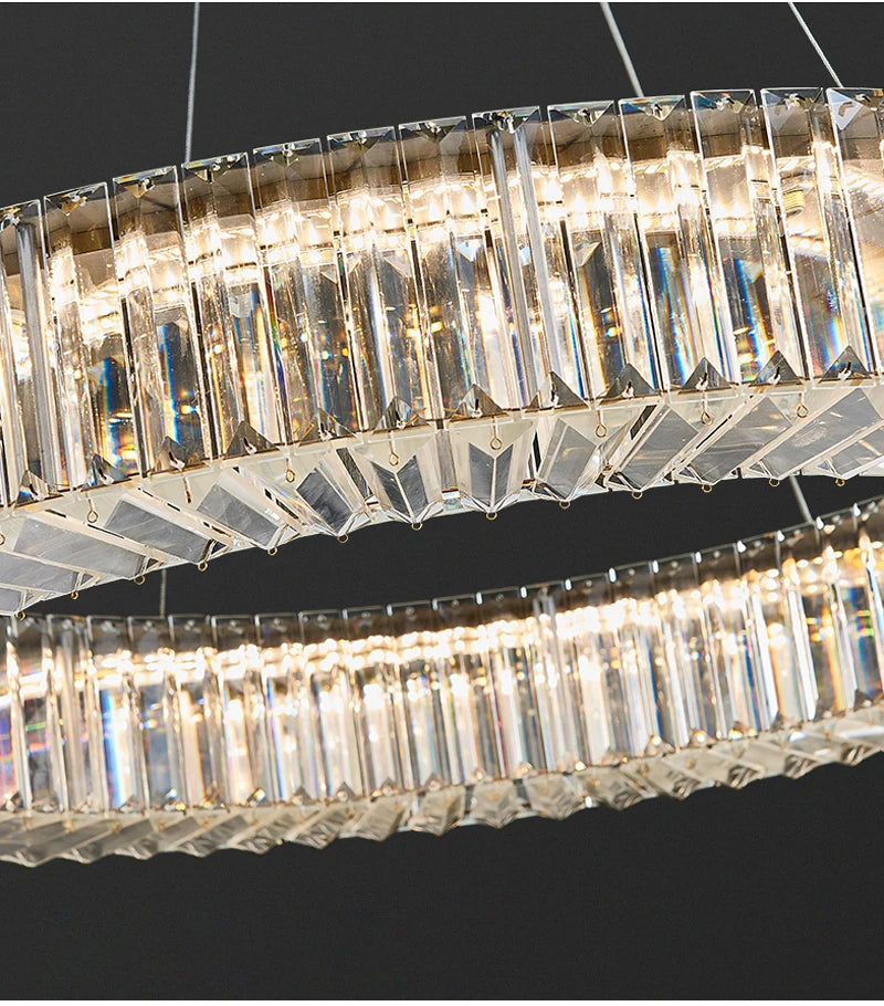 Modern Led Chandelier Round Rectangular Living Room Hanging Lamp Home Decor Indoor Lighting New Creative Kitchen Crystal Lustre