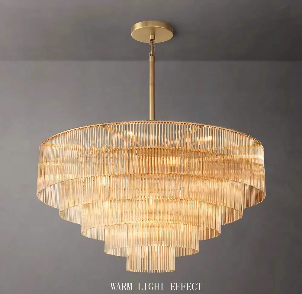 Art deco style Nordic chandelier featuring full brass and glass shade for dining room luxury creative hanging ceiling lamp