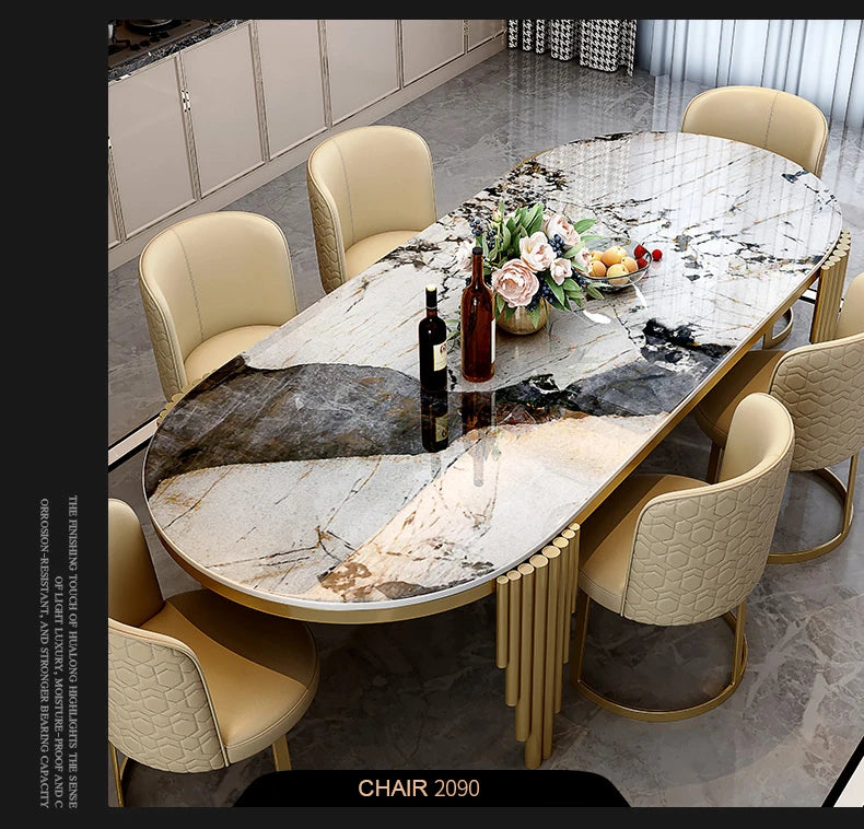 Stainless steel Dining Room Set Home Furniture modern marble dining table