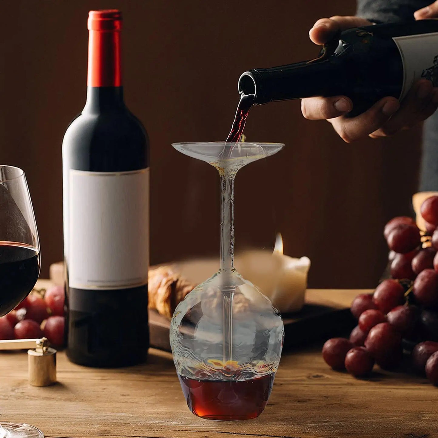 Upside down Wine Glass Red Wine Glasses Modern Glassware Cups 400ml for Hot and Cold Drinks Women Birthday Valentine's Day