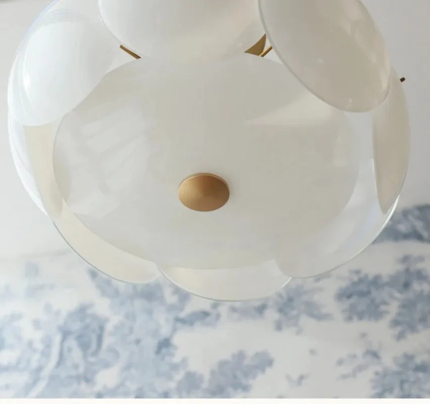 French Cream Style Chandelier Modern White Glass Ceiling Chandelier Living Room Bedroom Kitchen Luxury Dining Room Hanging Lamp
