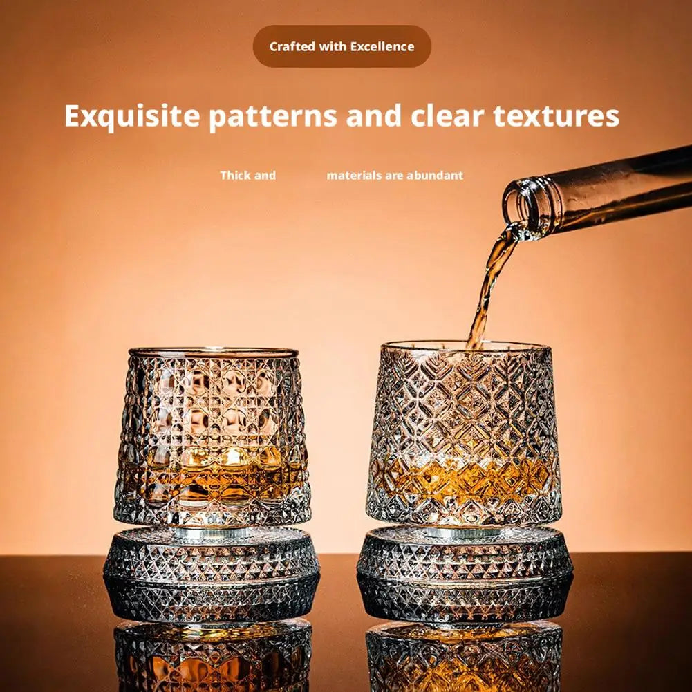 Rotating Whiskey Glass,Fashion Whiskey Glasses, Glassware For Bourbon, Gin, Voldka, Brandy For Cocktail Party Drinking Gift