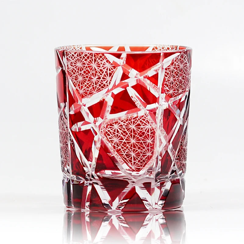 Edo Kiriko Drinking Glass Old Fashioned Crystal Whisky Cup For Scotch Bourbon Hand Cut Design Cocktail Glass With Gift Box 1PC