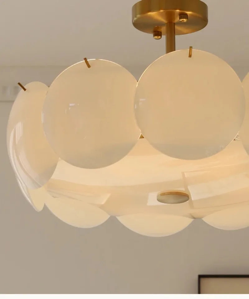 French Cream Style Chandelier Modern White Glass Ceiling Chandelier Living Room Bedroom Kitchen Luxury Dining Room Hanging Lamp