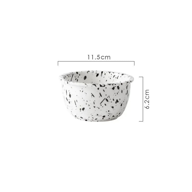 Modern Ceramic Plate Set Creative Splashing Ink Decor Breakfast Bread Plates Afternoon Tea Desktop Dessert Dish Kitchen Cutlery