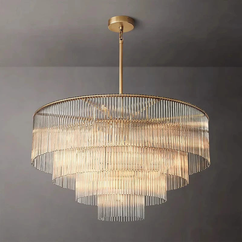 Art deco style Nordic chandelier featuring full brass and glass shade for dining room luxury creative hanging ceiling lamp
