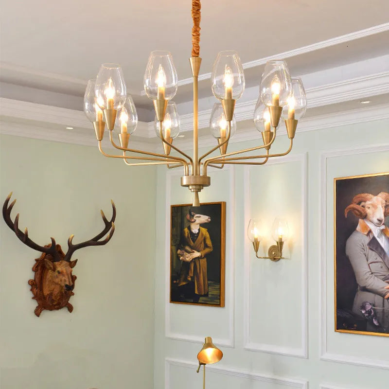 Modern art deco chandelier Living Room lustre vintage High Quality Hotel Guest Room Bedroom Glass Lamp chandelier gold