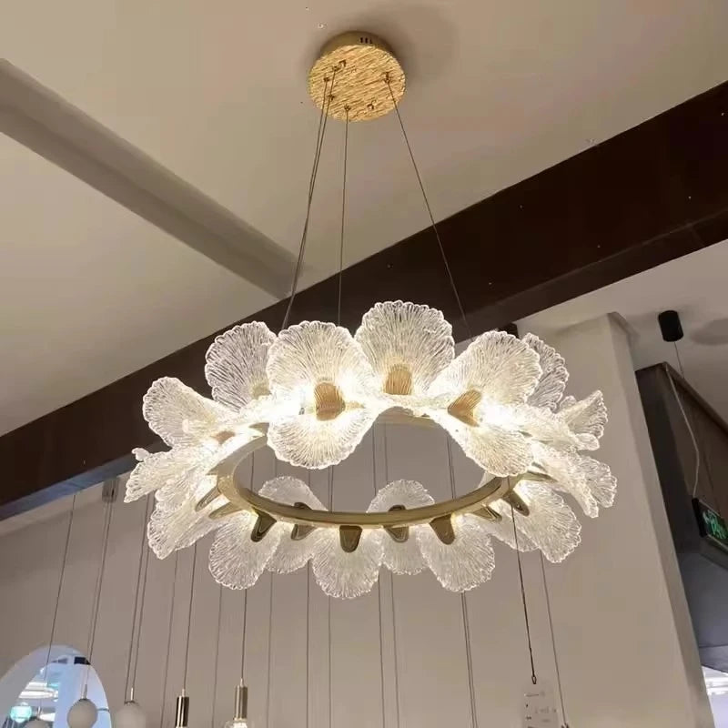 Luxury Ceiling Chandelier French for Home Decoration Living Room Pendant Light Dining Room Bedroom Flower LED Hanging Lamp LED