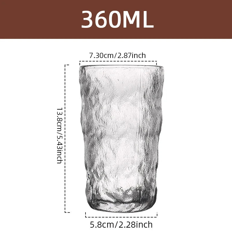 300ml/360ml Glass Cup Frosted Glacier Glass Water Cup Coffee Whiskey Beer Tea Mug Drinks Milk Cup Glass Mugs Handle Drinkware
