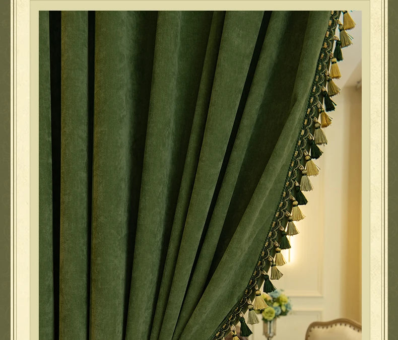 Blackout Curtains Living Room Retro American Chenille Bedroom Window Curtains IG Living Room Modern Elegant Solid Color Curtain