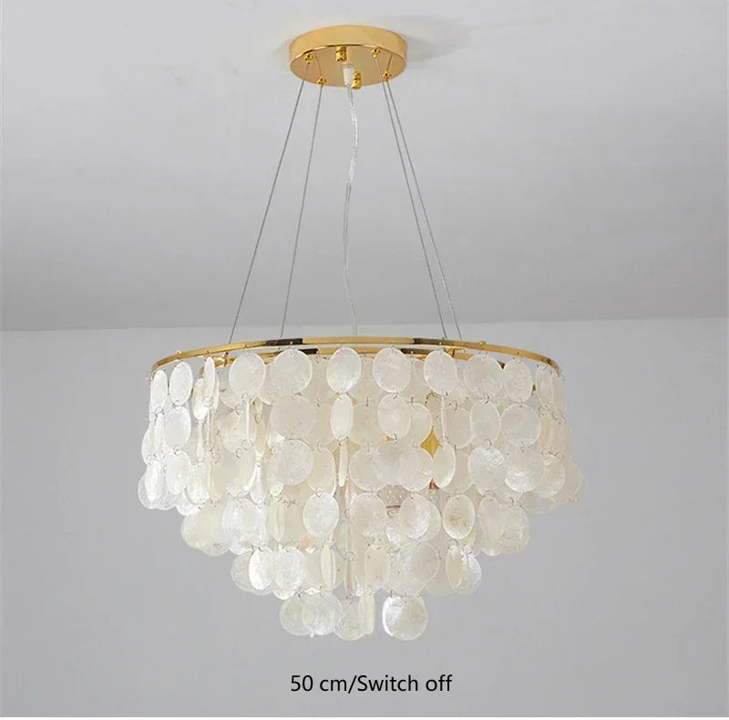 Shell Chandelier Bedroom Lighting Modern Hanging Chandelier With Gold Color For Living Room Dining Room Nordic Pendant Lights