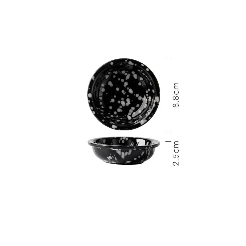 Modern Ceramic Plate Set Creative Splashing Ink Decor Breakfast Bread Plates Afternoon Tea Desktop Dessert Dish Kitchen Cutlery