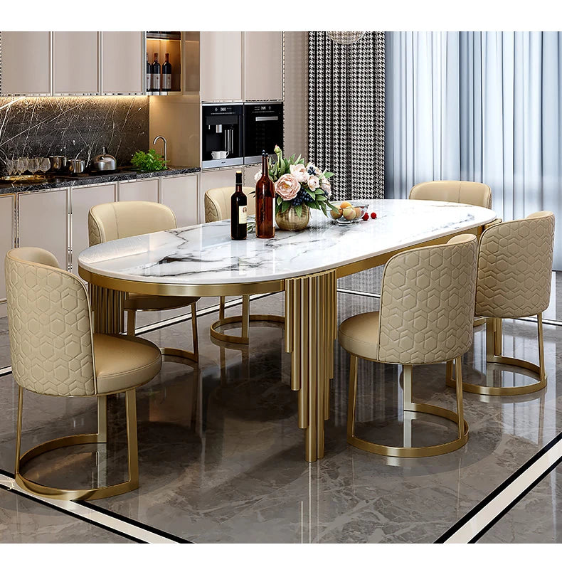 Stainless steel Dining Room Set Home Furniture modern marble dining table