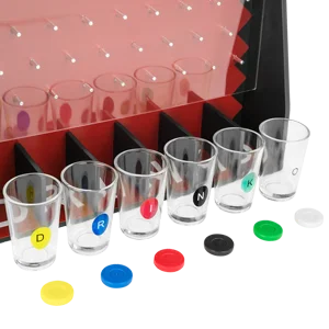 Drinko Drinking Game, Social Shot Glass Party Fun for Groups & Couples - Multicolor, Glass Shots, Durable Board with Metal Pegs